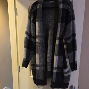 Plaid Open Front Cardigan